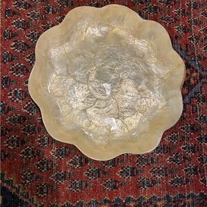 Capiz Shell 9.5 inch Cream Scalloped Bowl tray platter